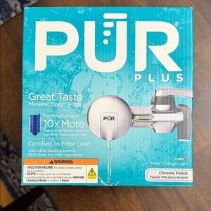 PUR Plus Chrome‎ Faucet Mount Water Filter System NEW Lead Reducing